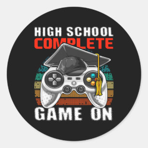 Pegatina Redonda Graduación secundaria de videojuegos completos de