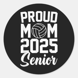 Pegatina Redonda Graduación secundaria de Volleyball Mom 2025