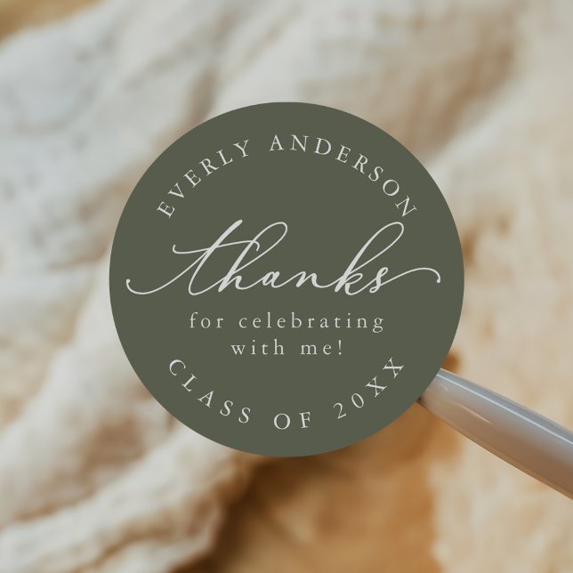 Pegatina Redonda Graduación sencilla de escritura moderna (Subido por el creador)