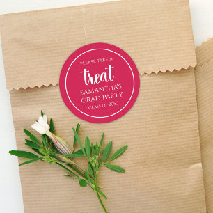 Pegatina Redonda Graduación Sencillo Tramo Rojo Crimson Minimalista