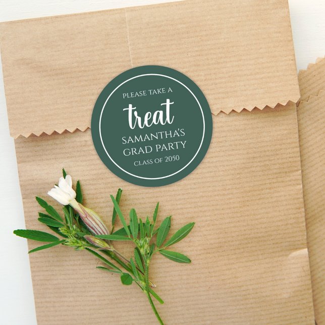 Pegatina Redonda Graduación Sencillo Tratado Verde Oscuro Minimalis (Subido por el creador)