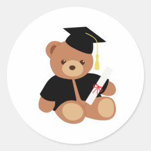 Pegatina Redonda Graduación Teddy Bear