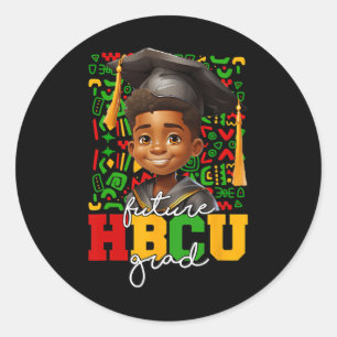 Pegatina Redonda Graduación universitaria de niño negro afro Futuro