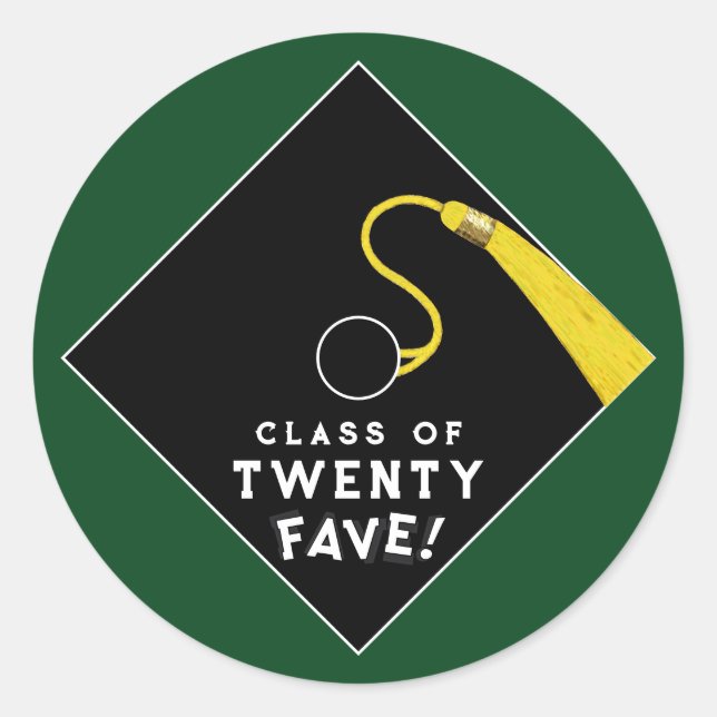 Pegatina Redonda Graduación verde de 2025 (Anverso)