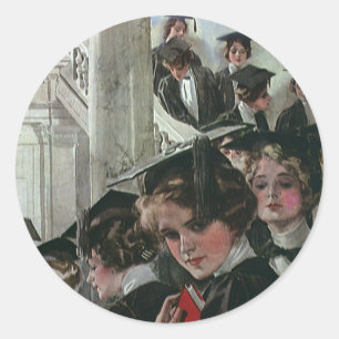 Pegatina Redonda Graduación vintage, Ceremonia de inicio