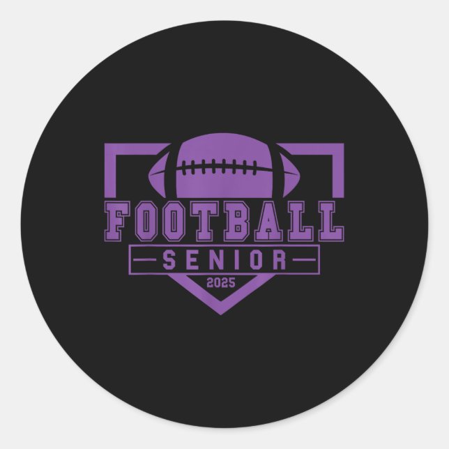 Pegatina Redonda Graduado 2025 del Football Senior (Anverso)