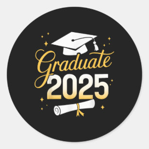Pegatina Redonda Graduado 2025 Para La Graduación De 2025