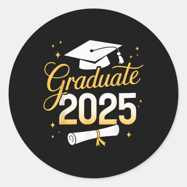 Pegatina Redonda Graduado 2025 Para La Graduación De 2025 (Anverso)