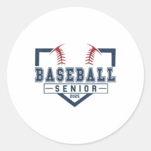 Pegatina Redonda Graduado 2025 Senior De Béisbol Nocturno