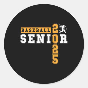 Pegatina Redonda Graduado 2025 Senior De Béisbol Nocturno