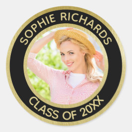 Pegatina Redonda Graduado 2025Foto Personalizada  