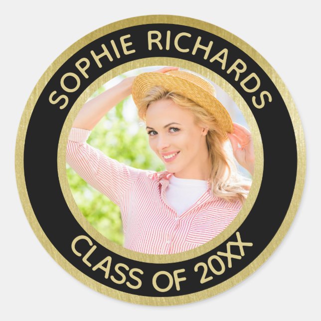 Pegatina Redonda Graduado 2025Foto Personalizada   (Anverso)
