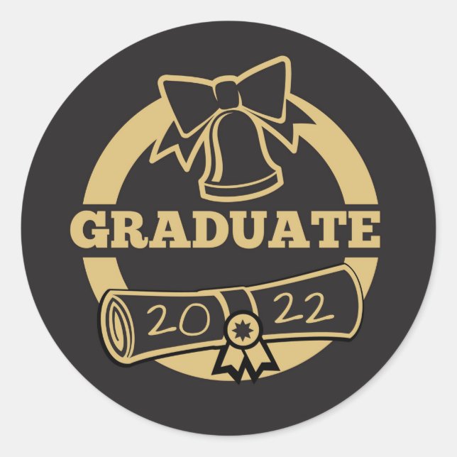 Pegatina Redonda Graduado de 2022 (Anverso)