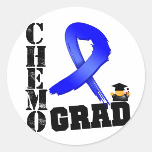 Pegatina Redonda Graduado de Chemo del cáncer de colon