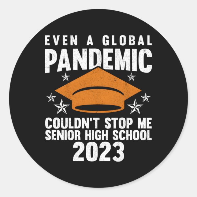 Pegatina Redonda Graduado de Graduación de Secundaria Superior 2023 (Anverso)