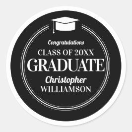 Pegatina Redonda Graduado de las felicitaciones modernas de moda