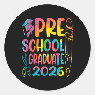 Pegatina Redonda Graduado de Preescolar 2026 Cl de 2026 Graduación