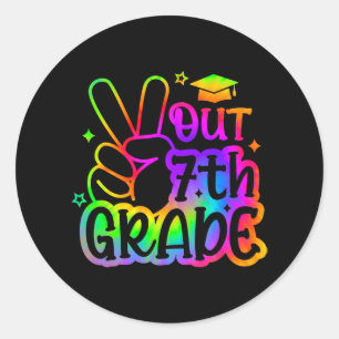 Pegatina Redonda Graduado De Sexto Grado 2024 Feliz Último Día De S