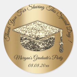 Pegatina Redonda Graduado Fiesta GoldGlitter Apoyo a la Copa de Est