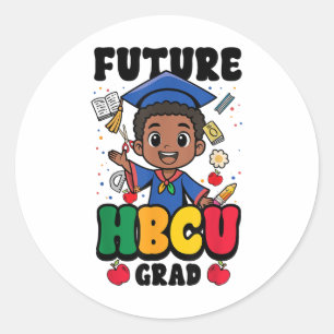 Pegatina Redonda Graduado futuro de Hbcu Grad Boy Black History Col