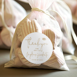 Pegatina Redonda Graduado Gold Simple Modern Script