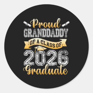 Pegatina Redonda Graduado orgulloso abuelo de una clase de 2026 sen