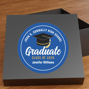Pegatina Redonda Graduado Personalizado del Partido de la Graduació
