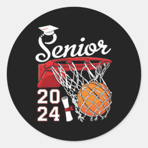 Pegatina Redonda Graduado Senior Class 2024 Graduación Basketball P