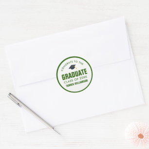 Pegatina Redonda Graduados Clase 20XX Personalizado Verde audaz