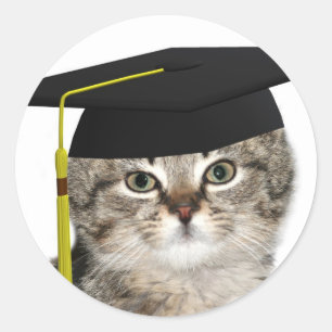 Pegatina Redonda Graduados del gatito