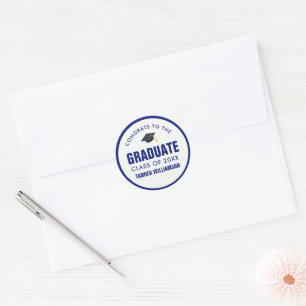 Pegatina Redonda Graduados Graduados Clase 20XX Personalizado azul 