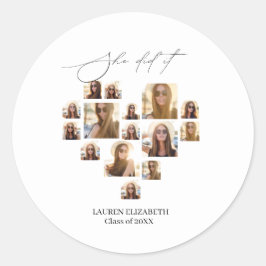 Pegatina Redonda Graduation 15Photo Collage ''She Did it'' 