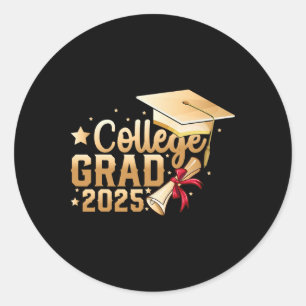 Pegatina Redonda Graduation College 2025 College Grad Cl De 2025 Se