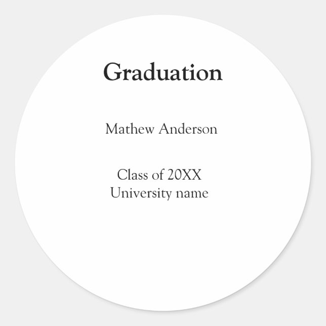 Pegatina Redonda Graduation name class of 20XX university name simp (Anverso)