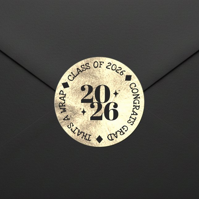 Pegatina Redonda Graduation Party Class Of Congrats Grad Gold (Graduation Party Class Of Congrats Grad Gold Classic Round Sticker
)