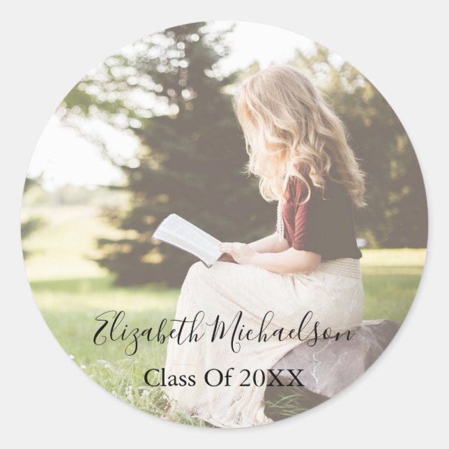 Pegatina Redonda Graduation Photo (Anverso)