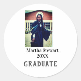 Pegatina Redonda Graduation photo name year class university simple