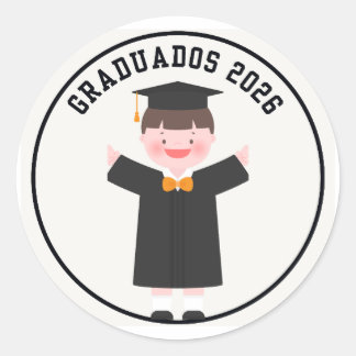 Pegatina Redonda Graduatos 2026 Cute Graduation Sticker \