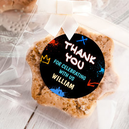 Pegatina Redonda Graffiti 6 7 Meme Trend Six Seven Birthday Party