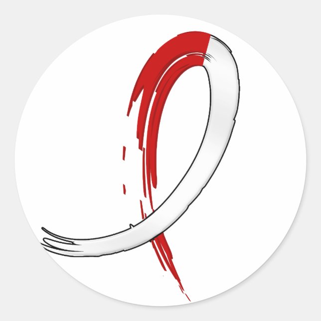 Pegatina Redonda Graffiti Anemia aplásica de la cinta blanca roja (Anverso)