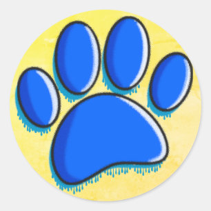 Pegatina Redonda Graffiti Art Dog Paw Print