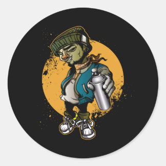 Pegatina Redonda Graffiti Artista Spray Paintings Pintores Graffiti