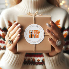 Pegatina Redonda Graffiti blanco moderno Acción de Gracias Otoño Ot