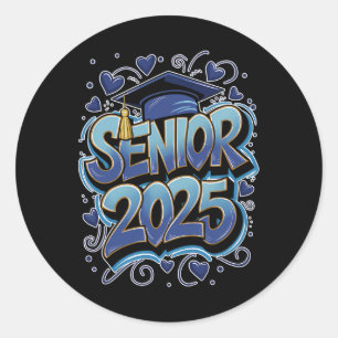 Pegatina Redonda Graffiti Cl De 2025 Senior 2025 Graduación De Nuev