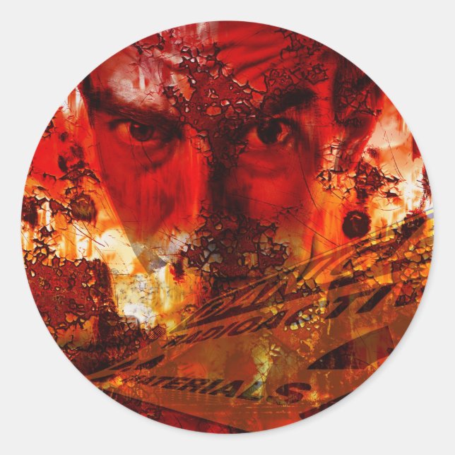 Pegatina Redonda Graffiti de cara roja (Anverso)