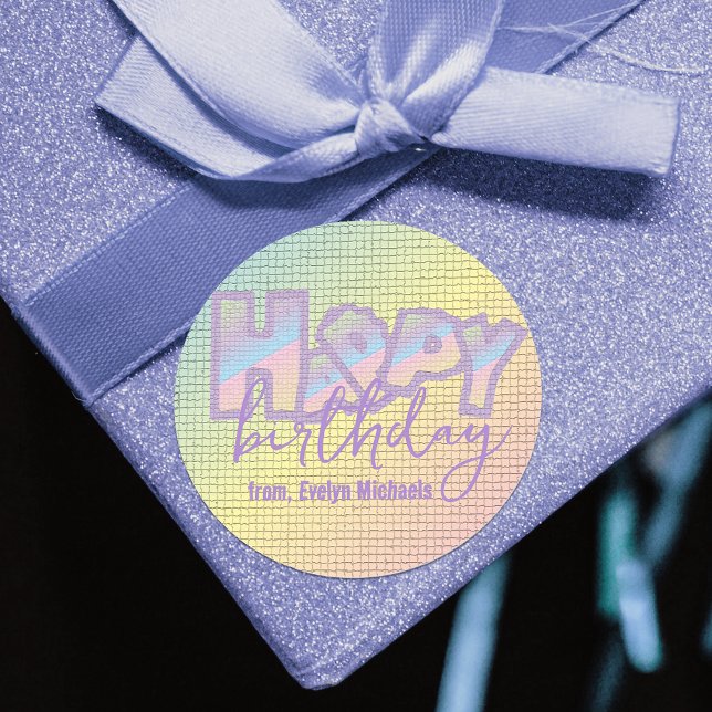 Pegatina Redonda Graffiti de Guay Pastel en mosaico Feliz cumpleaño (Subido por el creador)