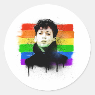 Pegatina Redonda Graffiti de la bandera del Orgullo LGBTQ para jóve