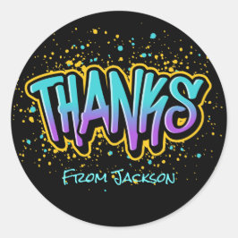 Pegatina Redonda Graffiti Gracias