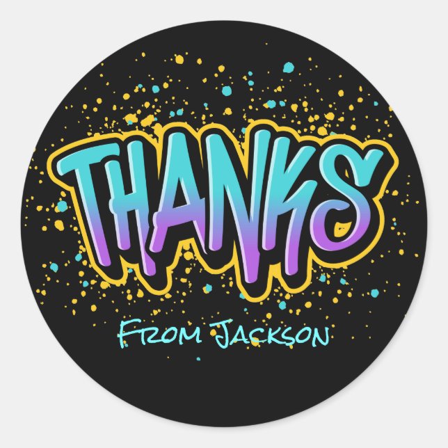 Pegatina Redonda Graffiti Gracias (Anverso)