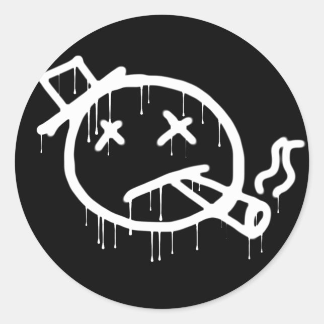 Pegatina Redonda Graffiti humeante (Anverso)